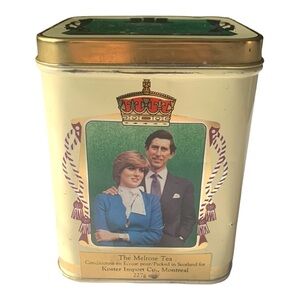 VTG 80s Royal Wedding Prince of Wales & Lady Diana Spencer Lidded Tea Metal Tin